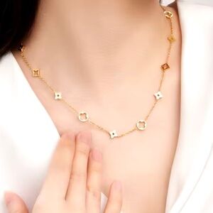 Gold Clover Leaf Necklace Stainless Steel